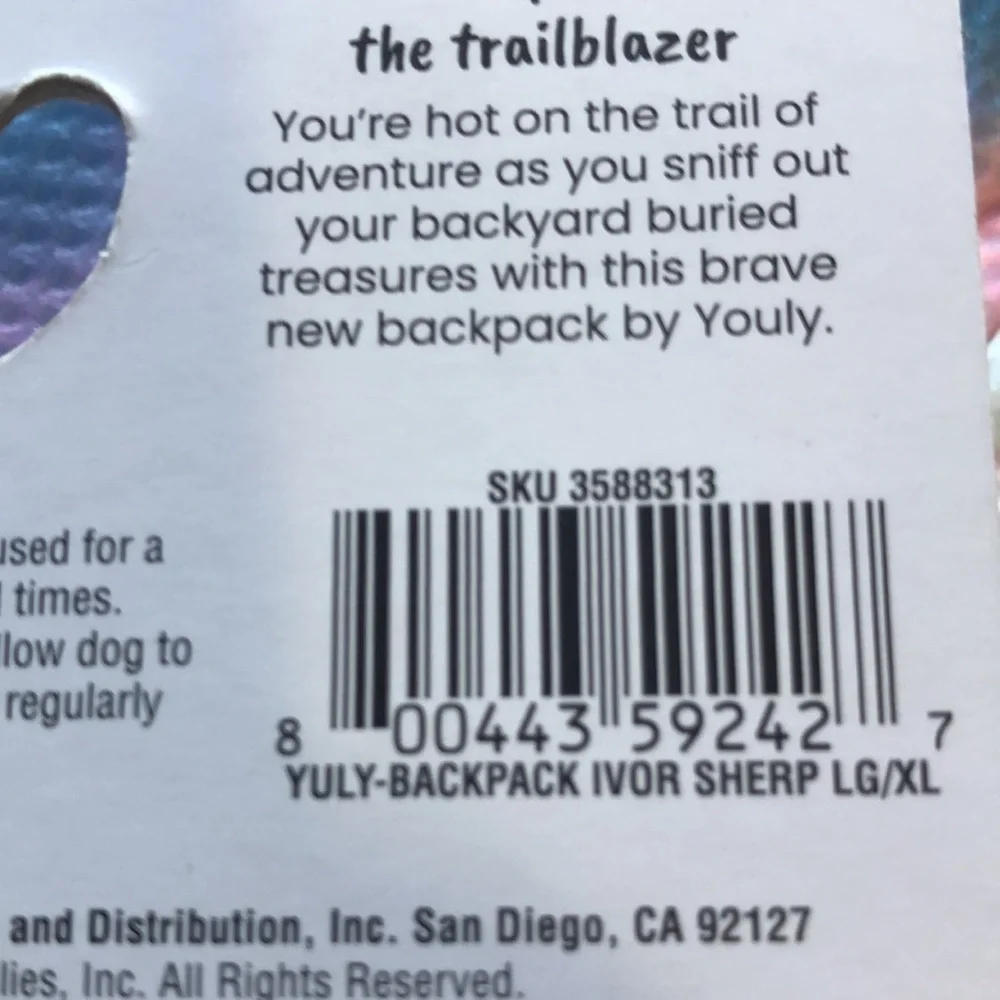 NWT Youly Sherpa dog backpack L/XL